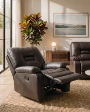Recliner Chair BERGEN with Footrest Faux Leather Brown_853932