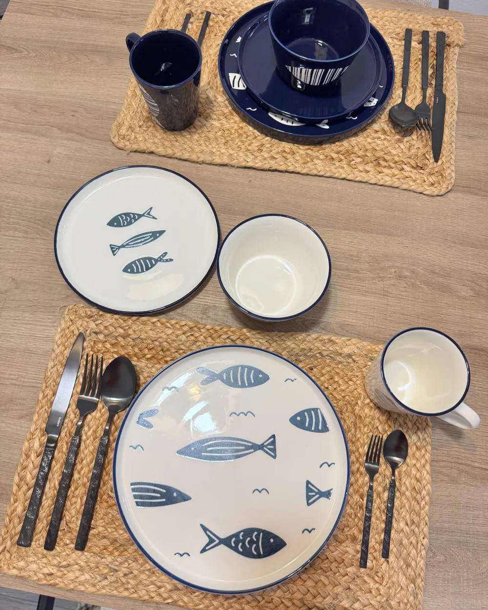 Set of 16 Dinnerware TAMARIND Porcelain White/ Blue_1054494