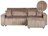 Corner Sofa Bed 3 Seater ABACKA with Storage Corduroy Light Brown Left Hand