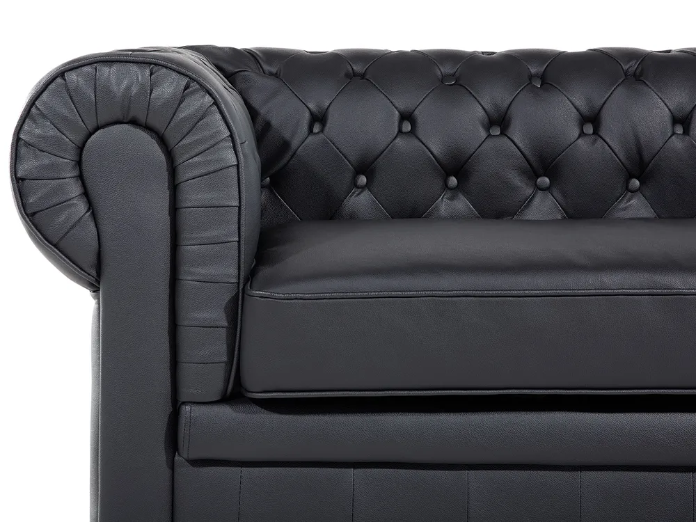 Sofa 3 Seater CHESTERFIELD Leather Black_539805