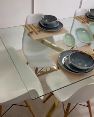 Dining Table CORA Gold 160 cm 90 cm Tempered Glass_1169976