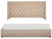 Ottoman Bed LUBBON Velvet Beige 160 x 200 cm (EU King Size)_772944
