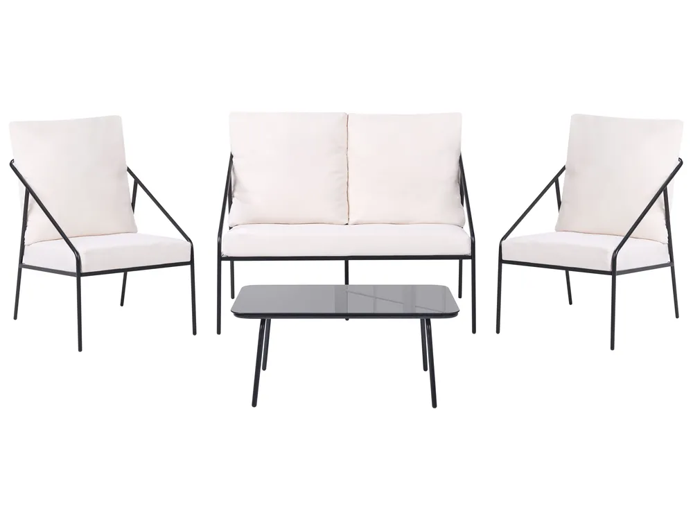 Garden Lounge Set with Table 4 Seater USTICA Metal Black