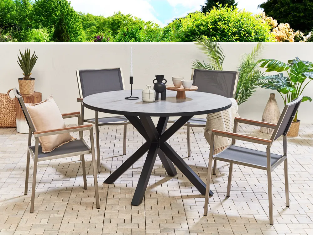 Garden Dining Table MALETTO 120 cm 120 cm Glass Grey