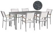 Garden Dining Set 6 Seater GROSSETO Granite Polished Grey/ White_427973