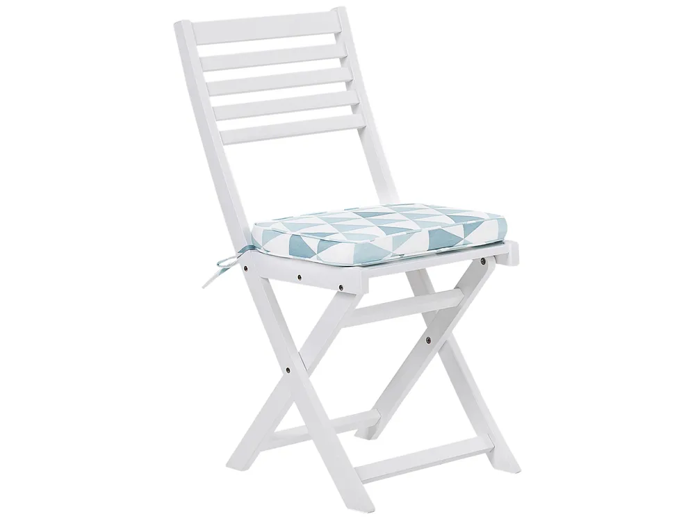 Bistro Set with Cushions Folding FIJI Acacia Wood Blue_764253