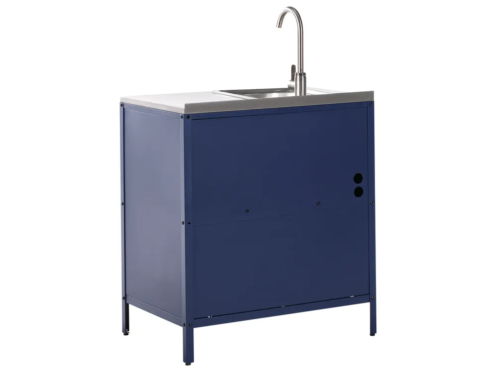3 Piece Outdoor Kitchen Set with Sink VILAMA Blue Metal_974902