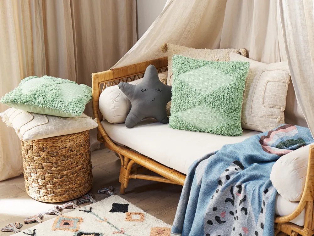 Set of 2 Decorative Cushions RHOEO Cotton 45 x 45 cm Light Green