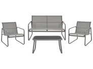 Garden Lounge Set with Table 4 Seater BARREA Metal Grey_921804