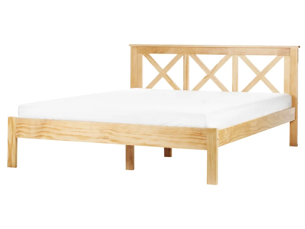 Bed Pine Wood TANNAY 160 x 200 cm (EU King Size) Light Brown