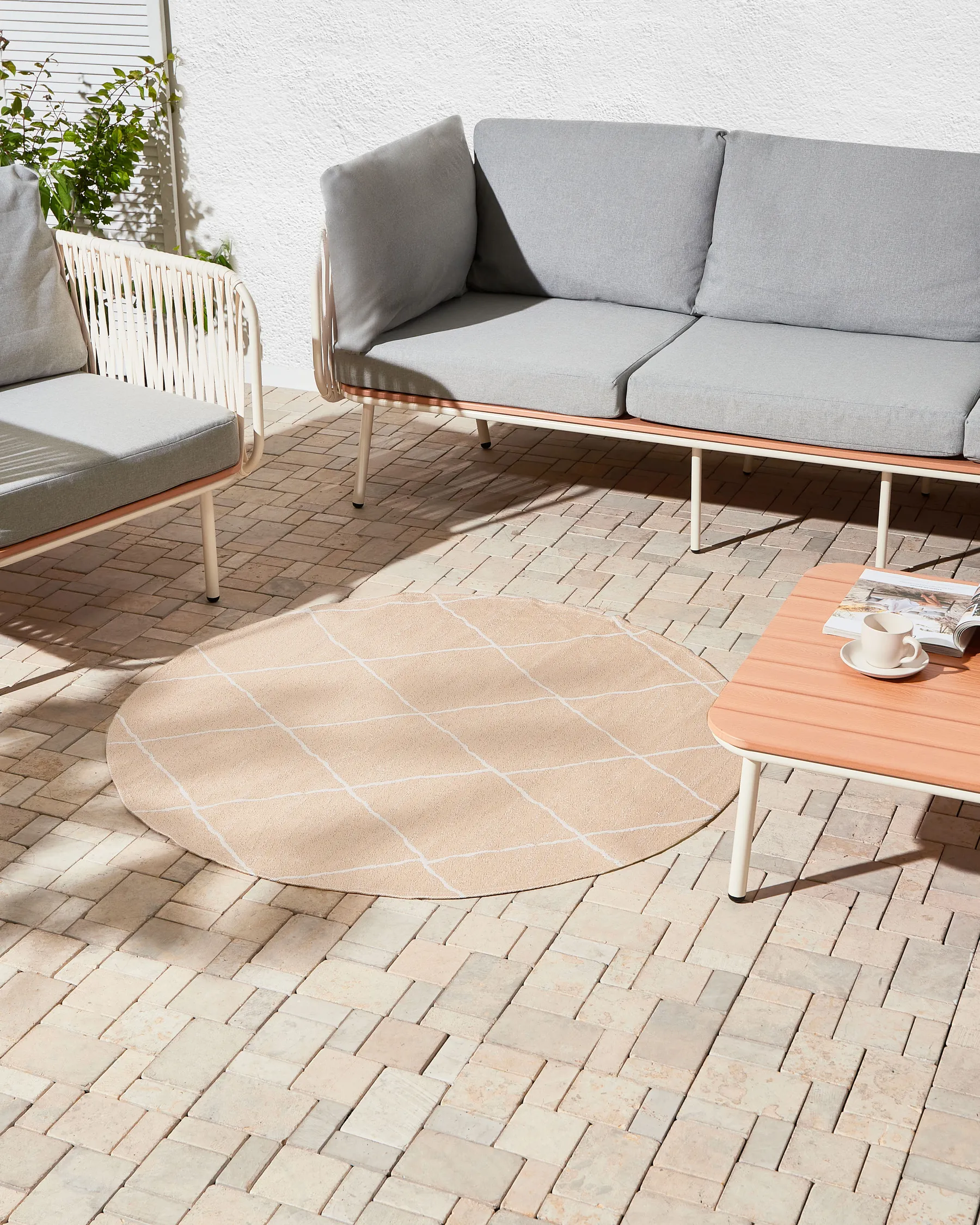 Outdoor Rug GWALIOR Beige ø 120 cm_992332
