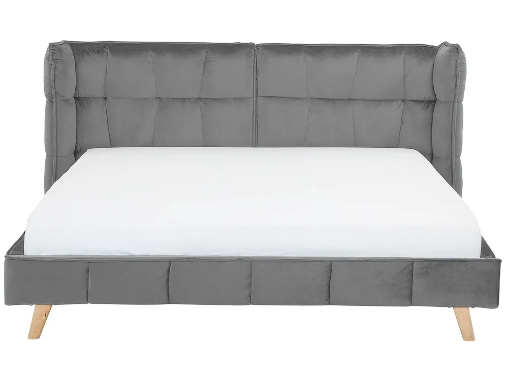 Säng med lamellram Sammet SENLIS 180 x 200 cm Grå_740791
