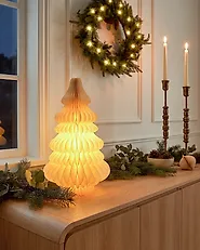 Joulukoriste Pöytävalaisin DREVJA 51 cm Joulukuusi Beige_1186094