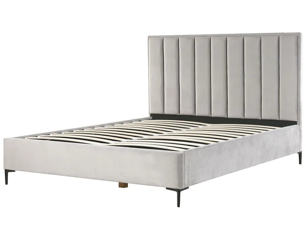Bedroom Set SEZANNE Velvet Light Grey 180 x 200 cm (EU Super King)_799895