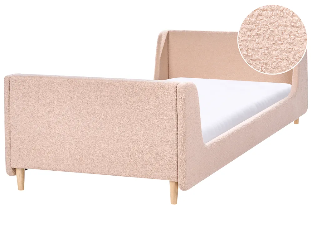 Kids Bed Boucle LAYE 90 x 200 cm (EU Single) Beige