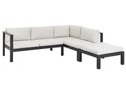 Garden Corner Sofa with Table 5 Seater MESSINA Metal Off-White Left Hand_929523