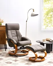 Massage Chair FORCE with Footstool Faux Leather Dark Brown_697917