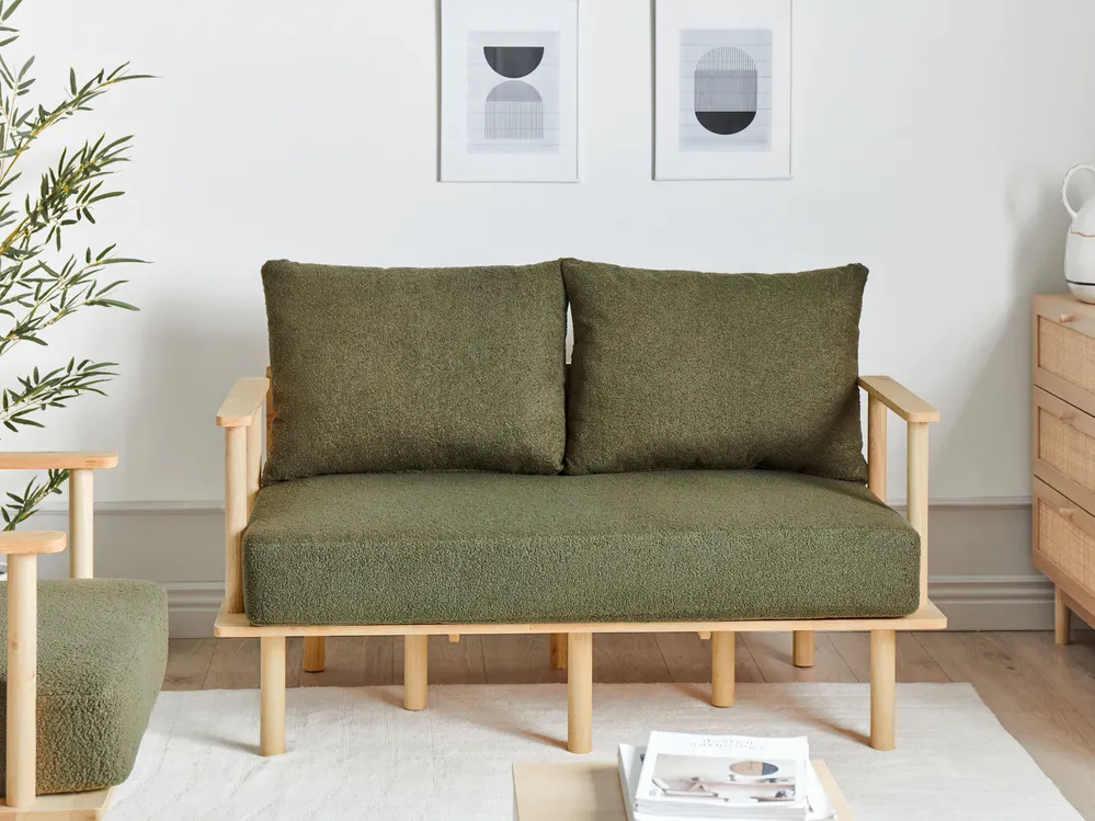 Sofa 2 Seater ASKER Boucle Dark Green