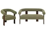 Living Room Set ILBRO Boucle Green/ Dark Brown_984930