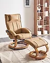 Massage Chair MAJESTIC with Footstool Faux Leather Light Brown