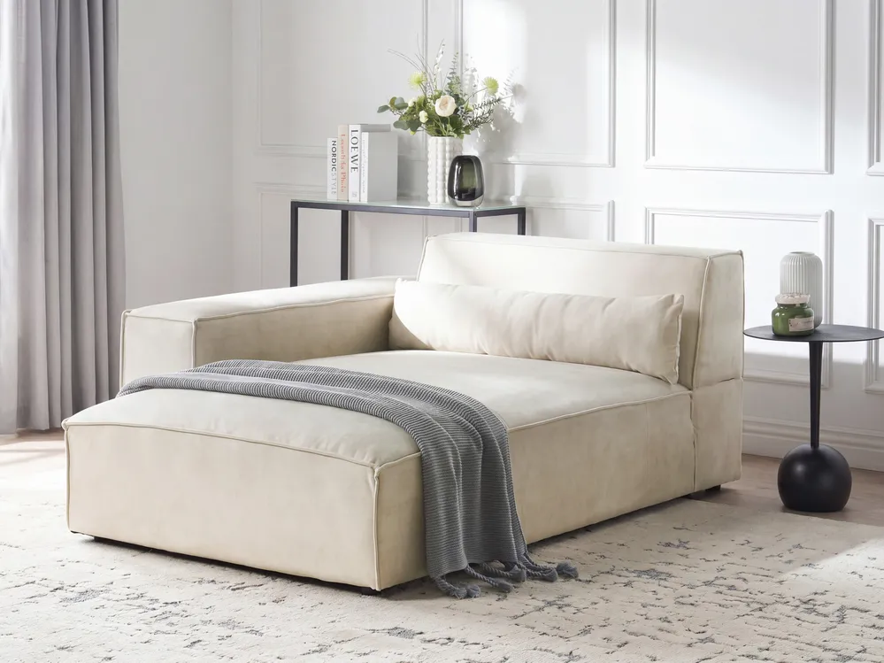 Right-Hand Chaise Longue HELLNAR Velvet Light Beige