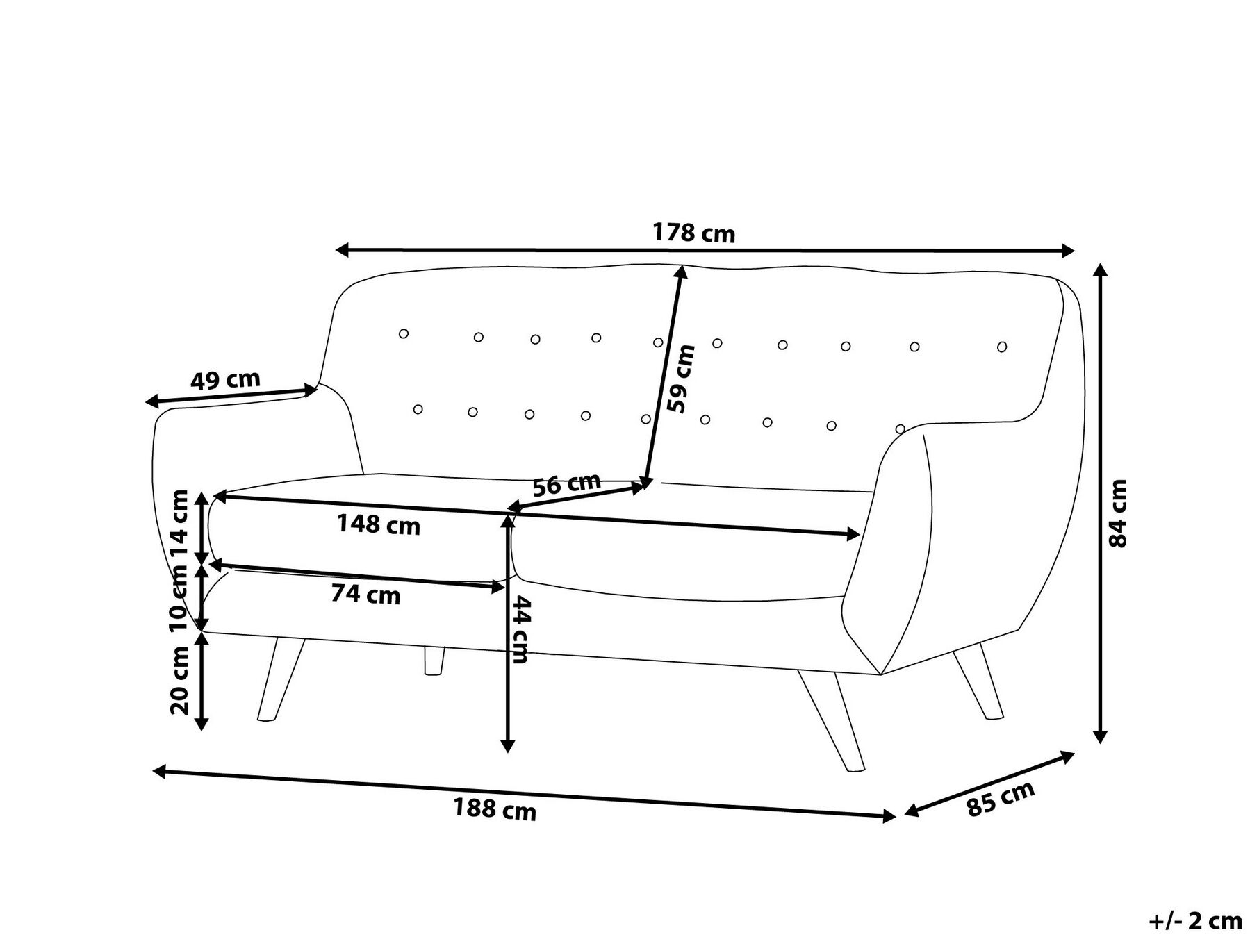 Soffa 3-sits BODO Sammet Grå_738303