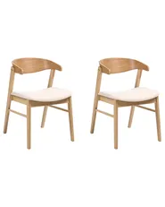 Set of 2 Dining Chairs LILLY Fabric Light Brown/ Off-White_1065894