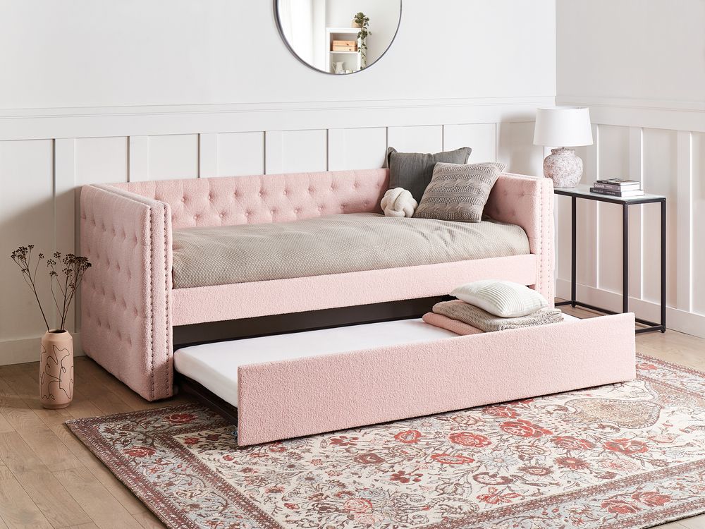 Sänky lisävuoteella Buklee GASSIN 90 x 200 cm Pastellipinkki
