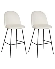 Set med 2 barstolar ARCOLA Sammet Off-White_902374