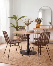 Set of 2 Dining Chairs DILLEY Rattan Brown_1072213