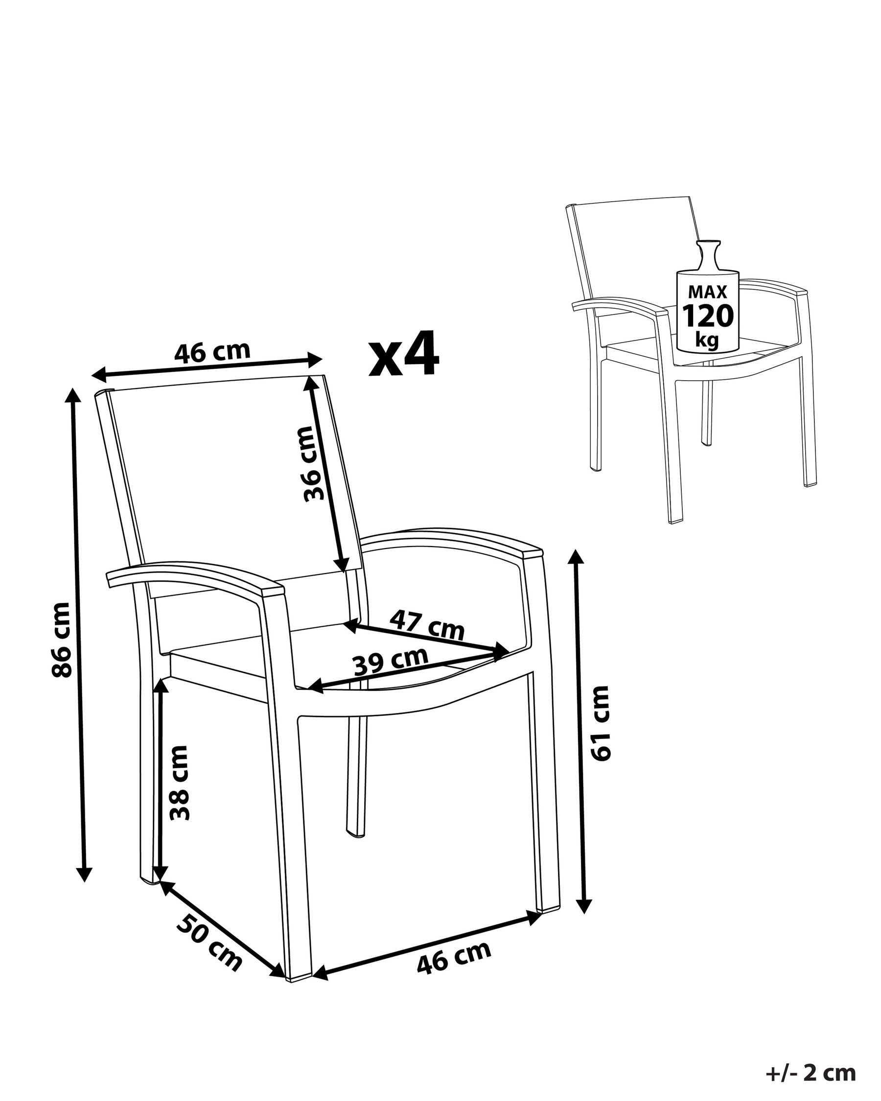 Set of 4 Garden Chairs PERETA Metal Grey_738980