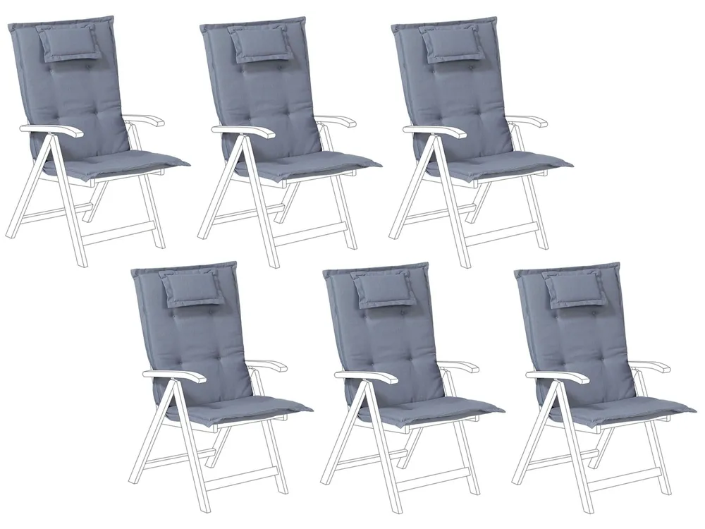 Set of 6 Back/Seat Cushions JAVA/AMANTEA 50 x 70 cm Blue