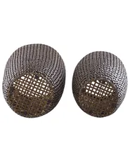 Set med 2 växtkrukor CEDRUS 37/45 cm Konstrotting Brun_914471