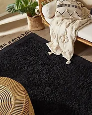 Rug BITLIS Black 140 x 200 cm Cotton_1179075
