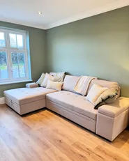 Kulmavuodesohva 3-istuttava HRISEY säilytystila Keinopellava Beige Oikea_1057013