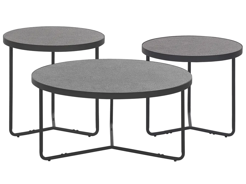 Set of 3 Coffee Tables MELODY Grey Concrete Effect