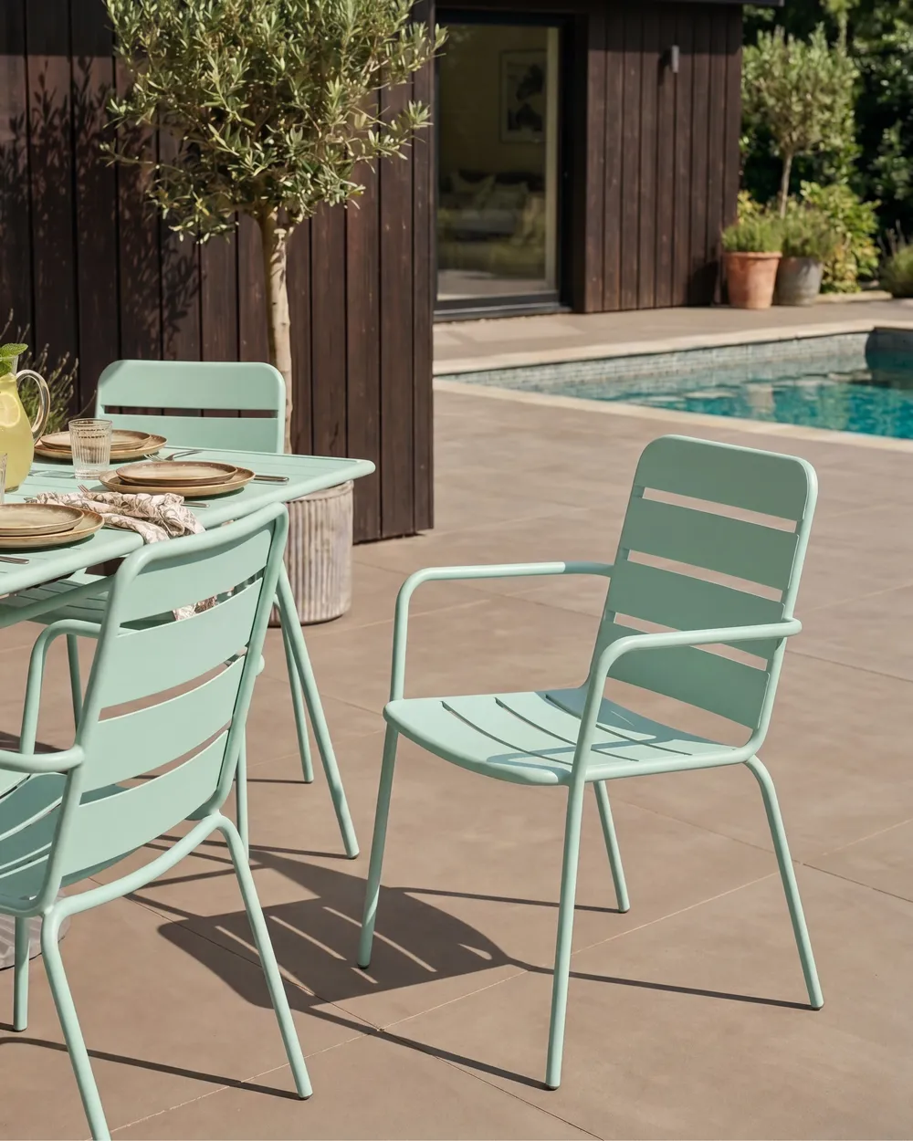 Set of 6 Garden Chairs TERENZO Metal Mint Green