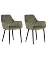 Set of 2 Dining Chairs WELLSTON Velvet Olive Green