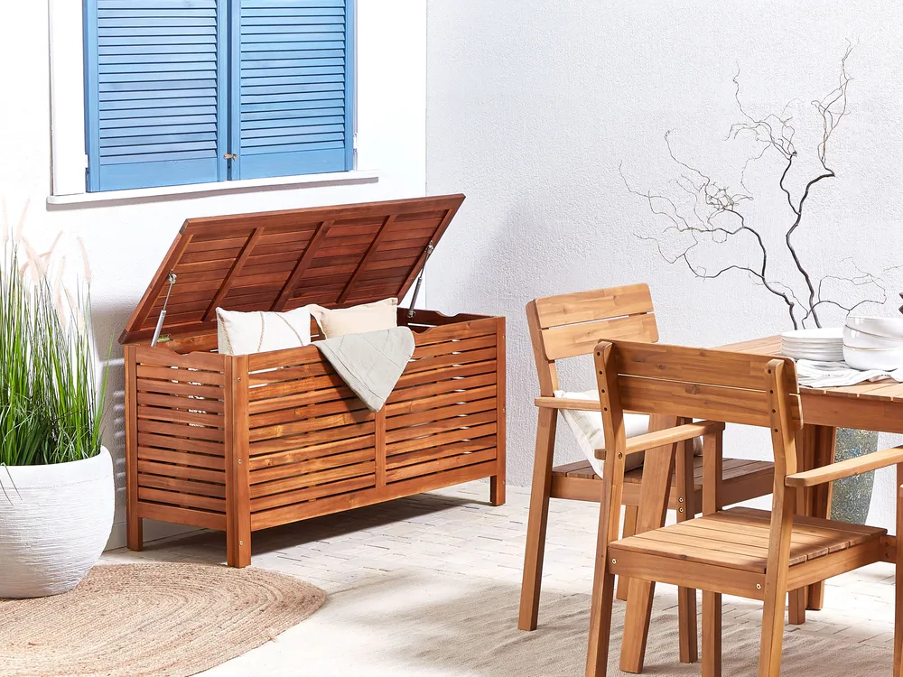 Storage Box RIVIERA 130 cm 48 cm Acacia Wood Brown_822988