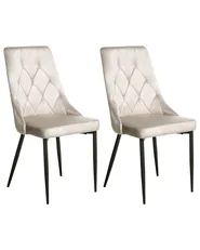 Set of 2 Dining Chairs AVENIR Velvet Beige_1082579