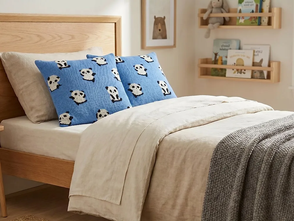 Set of 2 Decorative Cushions TALOKAN 45 x 45 cm Cotton Blue_1178840