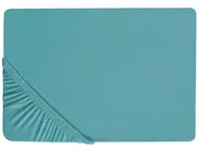 Fitted Sheet HOFUF 160 x 200 cm Cotton Turquoise_815957