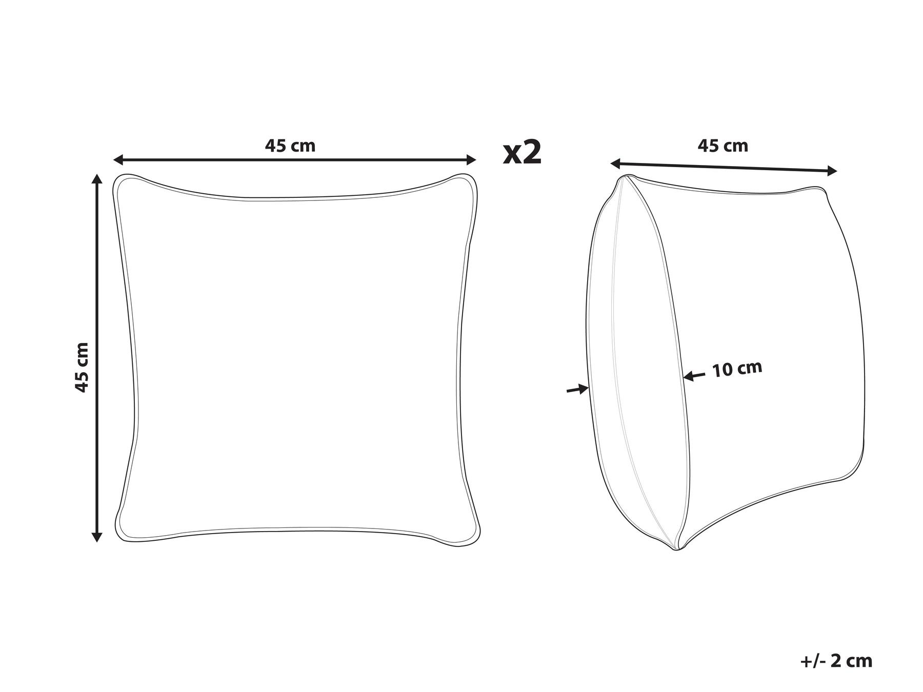 Set med 2 prydnadskuddar JOARA 45 x 45 cm Bomull Ljusbeige Monokromt_1033542