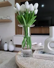 Decorative Vase BAEZA 36 cm Ceramic White_973121