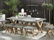 Garden Dining Set with Stools 8 Seater OLBIA Concrete Grey_771468