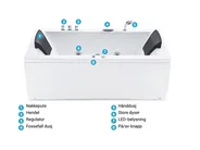 Hjørneboblebad med LED VARADERO 183 x 90 cm Hvit Venstrevendt_787093