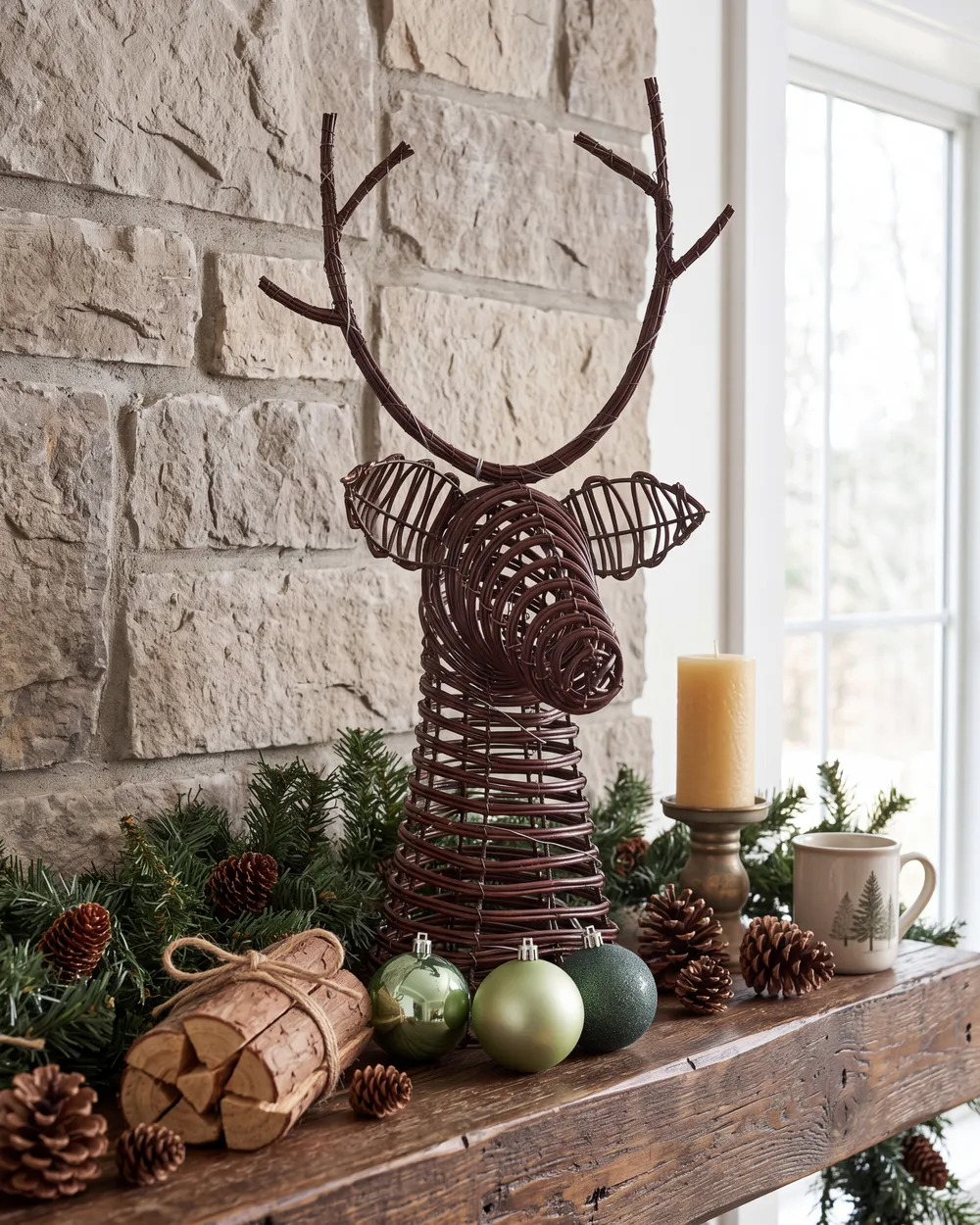Christmas Decoration LED DYBESO 60 cm Reindeer Dark Brown_1015324