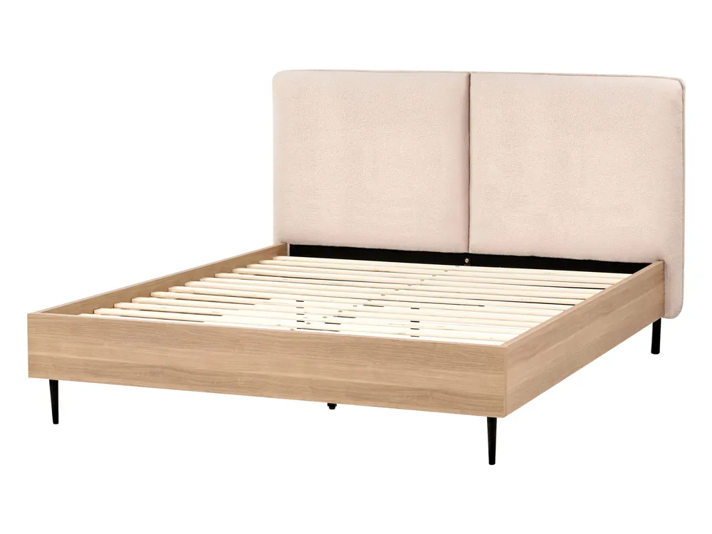 Säng med lamellram Bouclé LIMANTON 140 x 200 cm Beige_971422