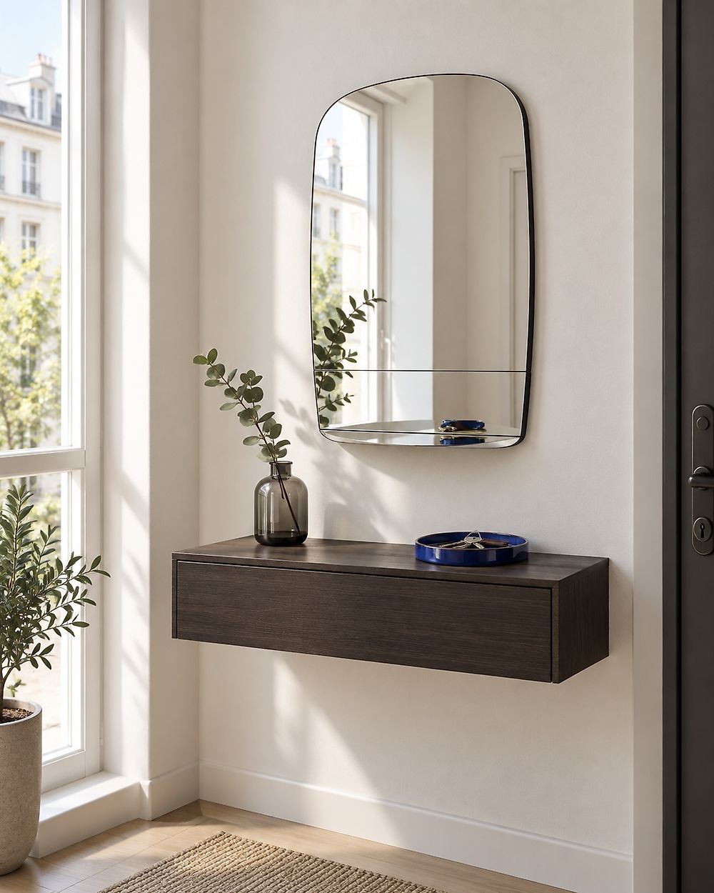 Wall Mirror with Shelf BRANNAY 40 cm 60 cm Silver