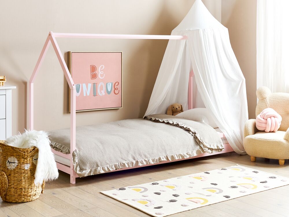 Barneseng Hus Furutre APPY 90 x 200 cm Pastellrosa